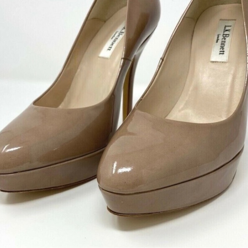L.K. Bennett Womens Patent Platform High Heel Pump